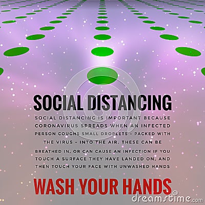 Covid-19 Outbreak Messages Social Distancing & Wash Hands Stock Photo