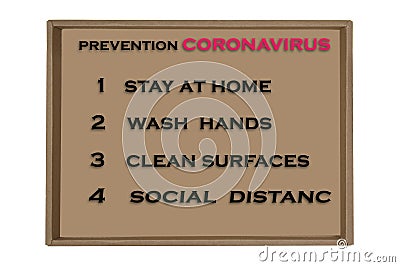 Coronavirus COVID-19 Prevention sign for social distance, hand hygiene, sanitisation of surface.,stayin home Stock Photo