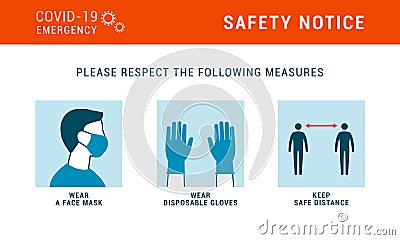 Coronavirus covid-19 safety measures Vector Illustration