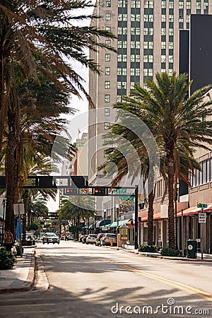 Coronavirus Covid 19 shut down at Downtown Miami Florida quarantine business closed Editorial Stock Photo