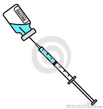 Coronavirus Covid-19 vaccine bottle and syringe illustration Vector Illustration