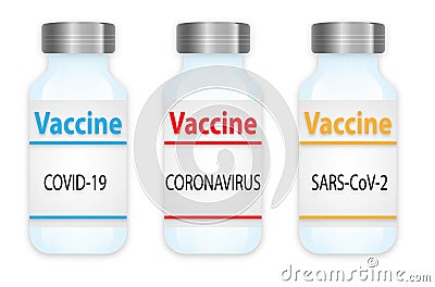 Coronavirus, Covid-19 vaccine vials, vector illustration Vector Illustration
