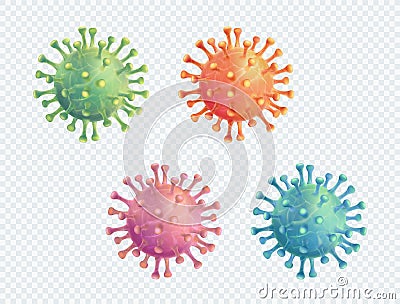 Coronavirus Covid-19 Vector 3d Realistic Illustration Set Vector Illustration