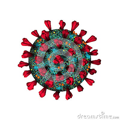 Coronavirus 3d realistic model isolated on white background. Coronavirus cell, wuhan virus disease Vector Illustration