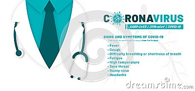 Coronavirus disease, corona virus infographics, signs and symptoms. Severe acute respiratory syndrome coronavirus Vector Illustration