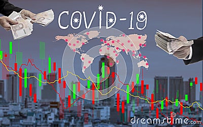 Coronavirus disease epidemic effect to stock market, Covid-19 with stocks drop grpah Stock Photo