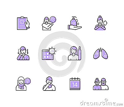 Coronavirus disease - modern line design style icons set Vector Illustration