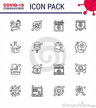 25 Coronavirus Emergency Iconset Blue Design such as research, flask, medical, test, medical insurance Vector Illustration