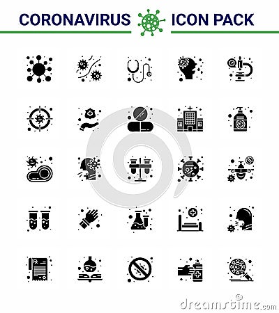 25 Coronavirus Emergency Iconset Blue Design such as virus, nose, plasm, allergy, medical Vector Illustration