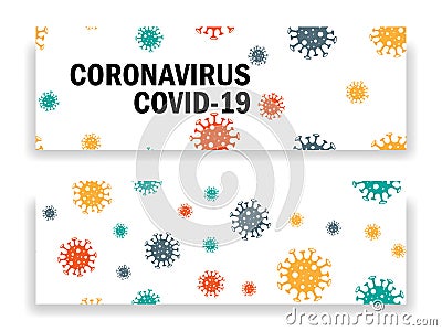 Coronavirus epidemic pattern. Different Kinds of Viruses. Vector coronavirus logo of COVID-19 seamless repeating pattern Vector Illustration