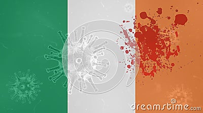 Coronavirus: flag with blood of Ireland Stock Photo