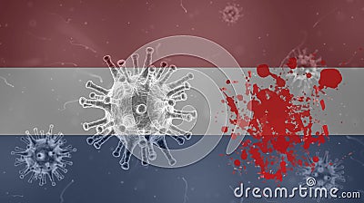 Coronavirus: flag with blood of Netherlands Stock Photo