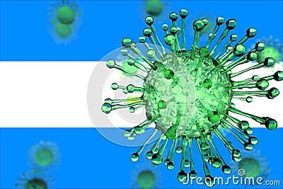Coronavirus and flag of Nicaragua, national pandemic concept, 3d rendering Stock Photo