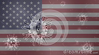 Coronavirus, flag of USA, United States of America Stock Photo