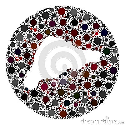 CoronaVirus Hole Circle Easter Island Map Mosaic Vector Illustration