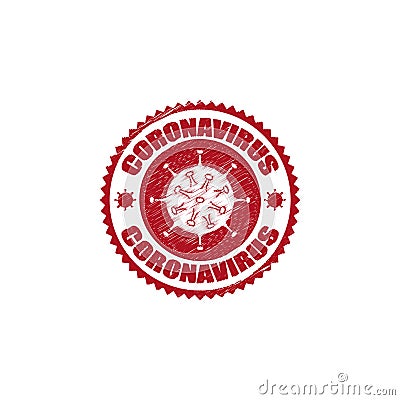 Coronavirus icon and round distressed stamp seal with Coronavirus text. Coronavirus icon, 2019-nCov novel coronavirus concept Vector Illustration