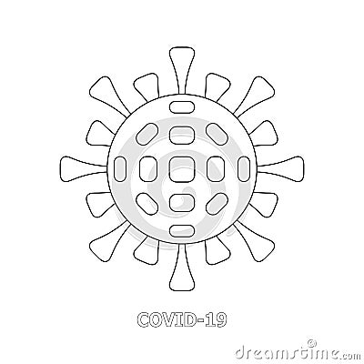 Coronavirus icon. Simplified image of the CO VID-19 molecule. Circular symbol with the image of a coronavirus on a white backgroun Vector Illustration