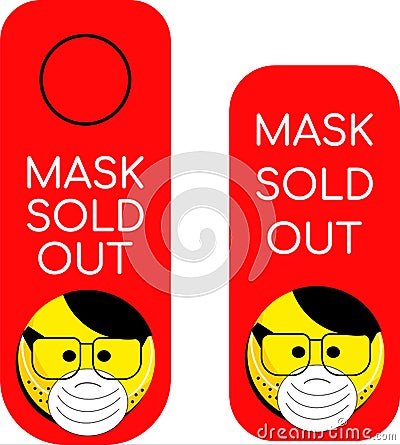 Coronavirus illustration - face medical mask sold out, banner , sticker, hander Vector Illustration