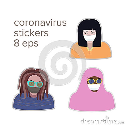 Coronavirus illustration people with mask Vector Illustration