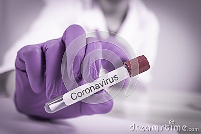 Coronavirus infected swab sample tube Stock Photo