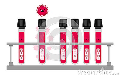 Coronavirus infection. Positive and negative tests for coronavirus. Vector Illustration