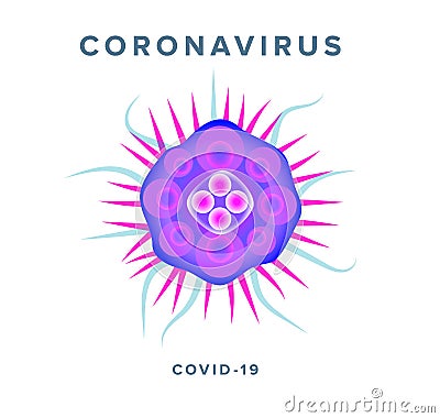 Coronavirus, isolated vector icon for infographics, news and posters, closeup flat-drawn image of COVID-19, virus from Vector Illustration