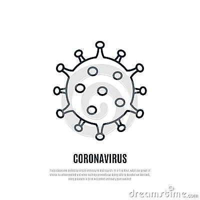 Coronavirus line icon isolated on white background. Vector Illustration