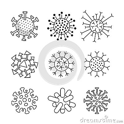 Coronavirus line icon set Vector Illustration