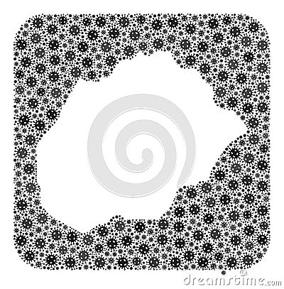 Map of Alegranza Island - Flu Virus Collage with Hole Vector Illustration