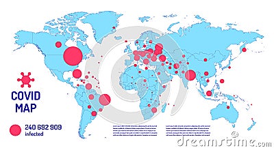 Coronavirus map color line element. Borders of the countries. Vector Illustration