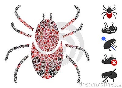 Coronavirus Mosaic Mite Tick Icon Stock Photo