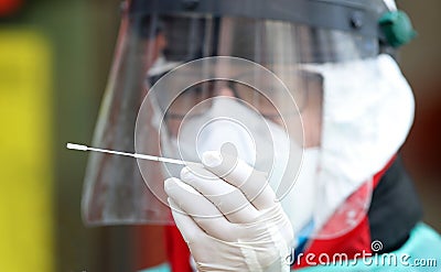 Coronavirus nasal swab test tubes Editorial Stock Photo