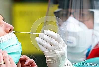 Coronavirus nasal swab test tubes Editorial Stock Photo