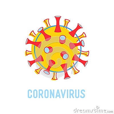 Coronavirus Ncov Banner. Dangerous Cell on White Background, Epidemic Disease Huge Microbe. Pandemic Mers-cov Bacteria Vector Illustration