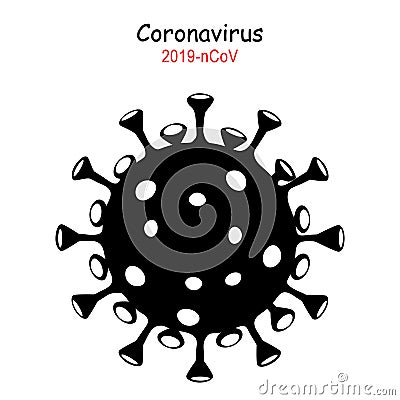 Coronavirus 2019-nCoV. Corona virus icon. Black on white background Vector Illustration