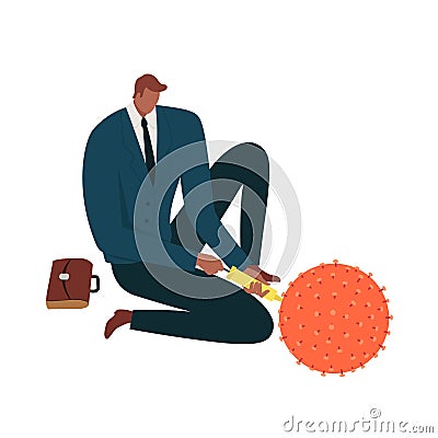 Coronavirus outbreak financial crisis help policy, company and business to survive concept businessman leader help Vector Illustration