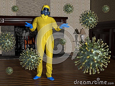 Coronavirus Pandemic, COVID-19, Virus, Disease, Hazmat Suit Stock Photo