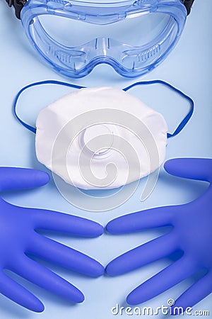 Coronavirus personal protective equipment PPE vertical concept. Stock Photo