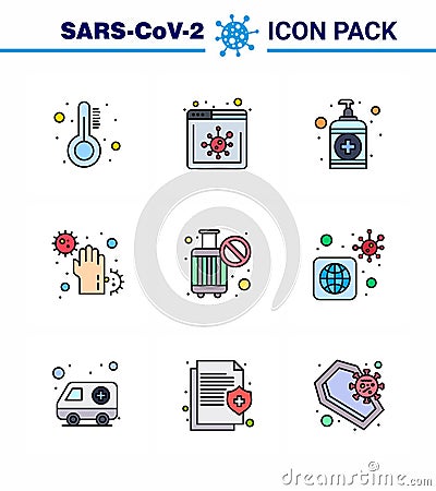 Coronavirus Prevention 25 icon Set Blue. cancel, infect, soap, hands, dirty Vector Illustration