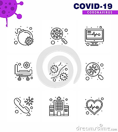 Coronavirus Prevention 25 icon Set Blue. germs, wheels, virus, hospital, strature Vector Illustration