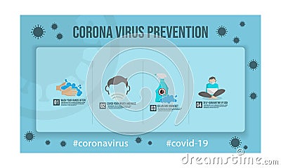 Coronavirus prevention infographics design template Vector Illustration