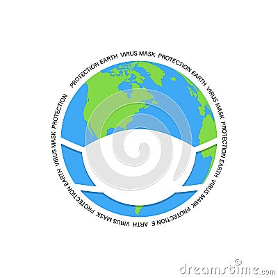 Coronavirus Protection for earth. Mask for Earth. Hygiena concept. Clear and protection earth. Vector illustration Vector Illustration