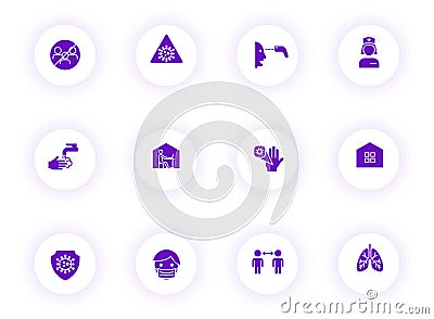 coronavirus purple color vector icons on buttons Stock Photo