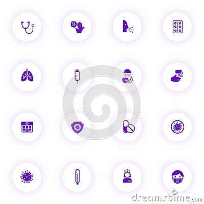 coronavirus purple color vector icons Vector Illustration