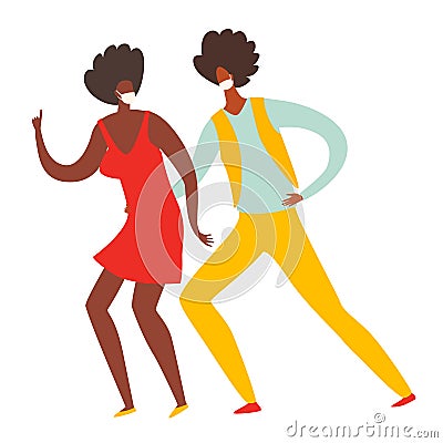 Coronavirus quarantine epidemic concept. Dancing masked people vector illustration Vector Illustration