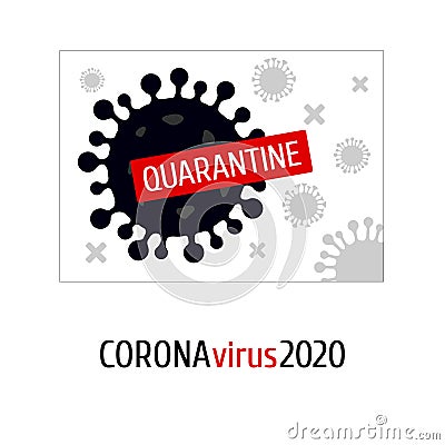 Coronavirus 2020 quarantine icon on stick in red black color Isolated on the white background Vector Illustration