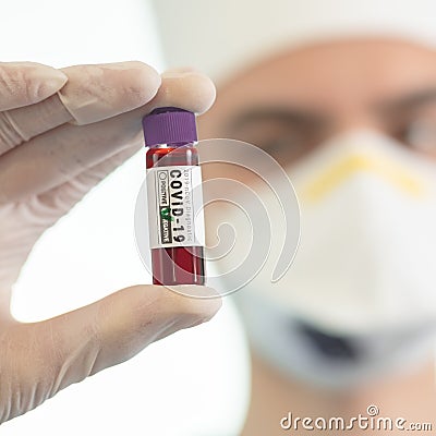 Coronavirus research laboratory doctor blood, virus analysis Stock Photo