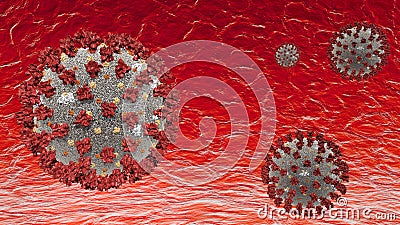 Coronavirus SARS-CoV-2 Wuhan. Viruses under microscope.nCoV respiratory virus, SARS, MERS, COVID 19. Bacteria virus or Stock Photo