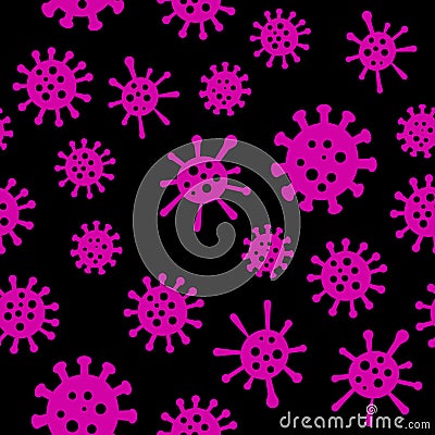 Coronavirus dark seamless pattern Vector Illustration