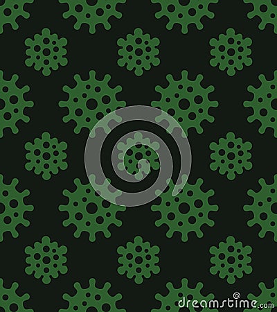 Coronavirus Seamless Pattern on Dark Background. Vector Vector Illustration